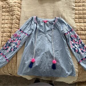 Lilly Pulitzer Long Sleeve Embroidered Top